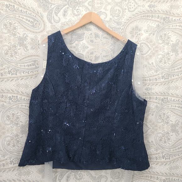 Three piece lace navy blue suit Mother of the Bride Size 24 formal wedding party - Picture 3 of 16